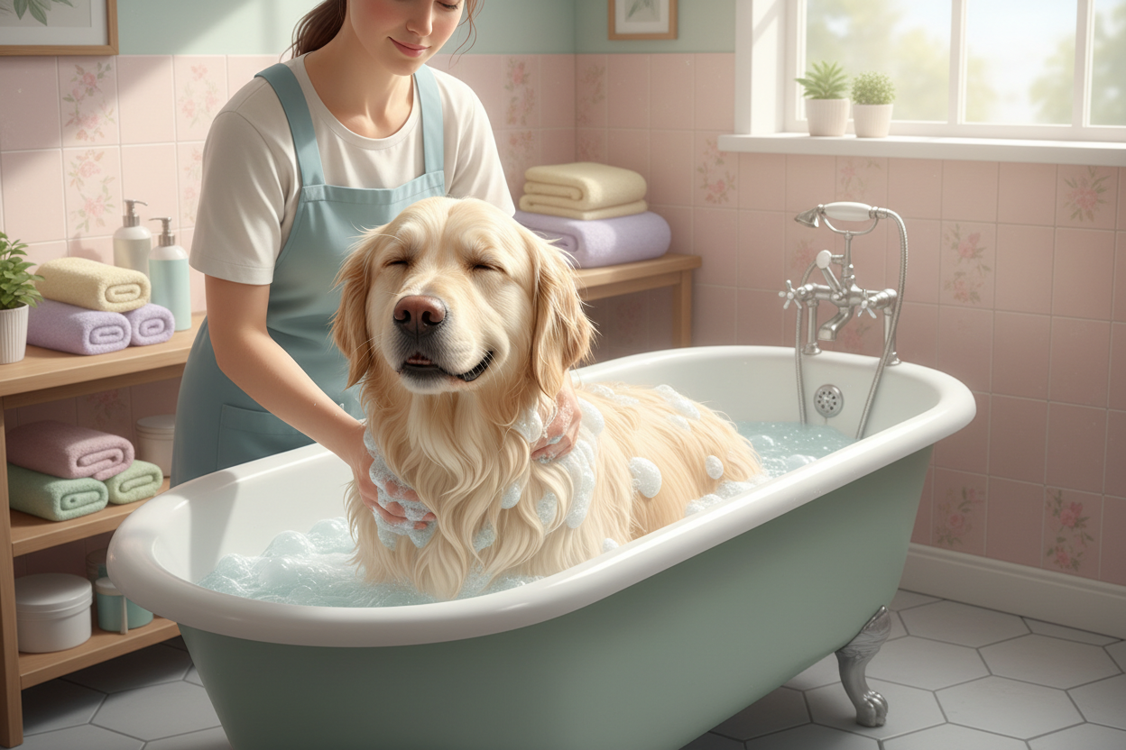 Szampon dla psa z chlorheksydyną PetsChoice.Club Antiseptic Fresh Shampoo 350 ml — kosmetyk pielęgnacyjny do higieny skóry i sierści, z zapachem jaśminu i zielonego jabłka