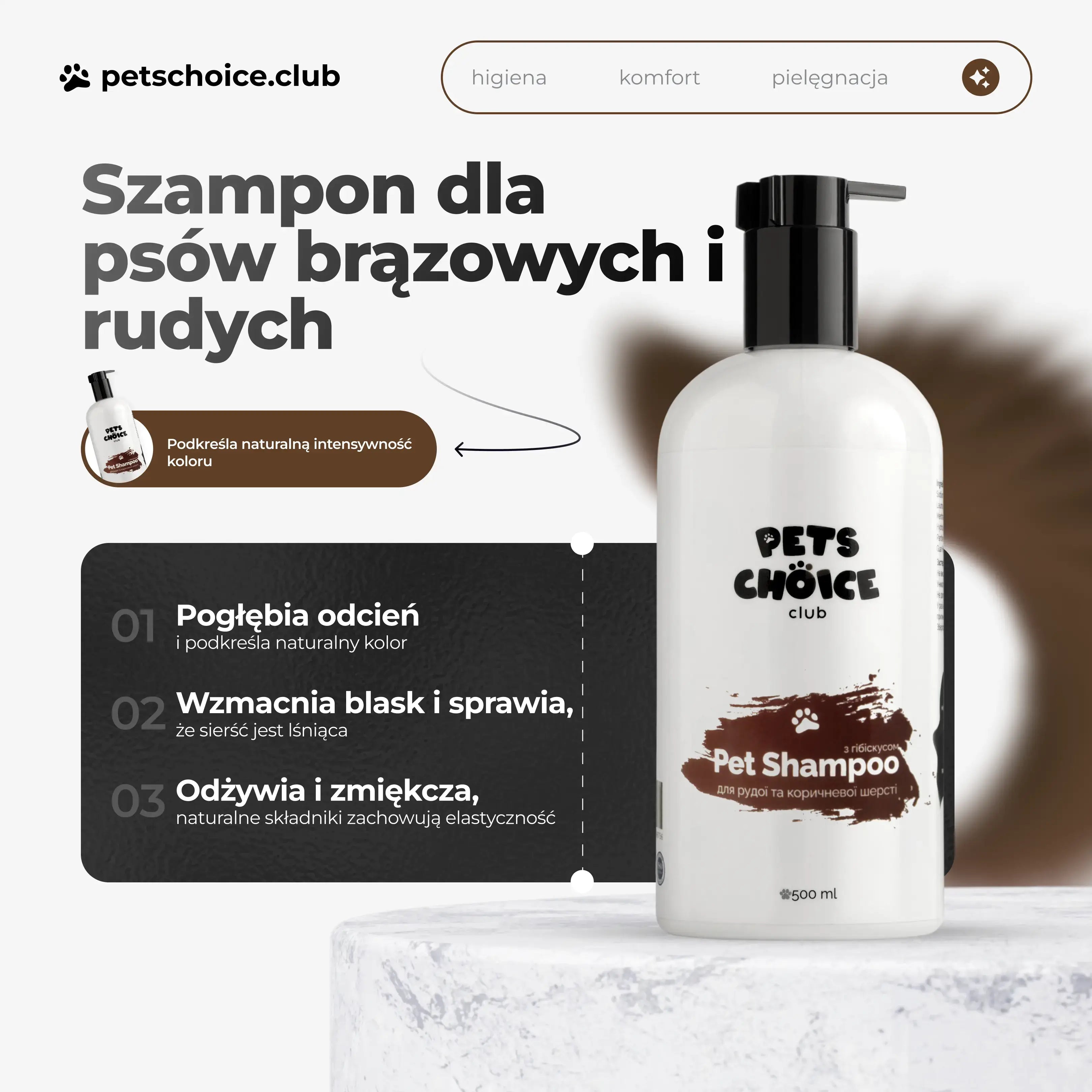 Zestaw do pielęgnacji rudej sierści – szampon Hibiscus