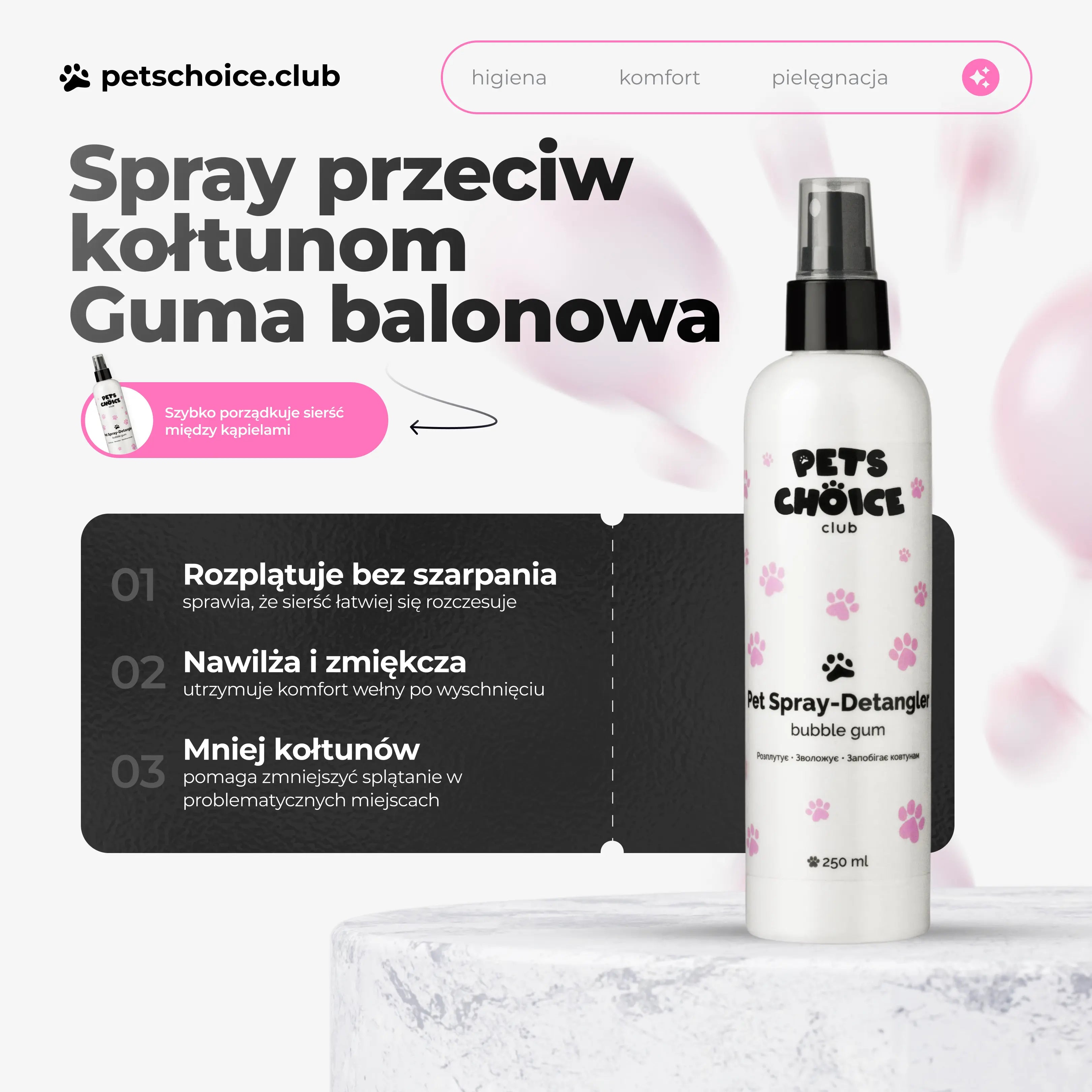 Zestaw dla psa z wrażliwą skórą – spray przeciw kołtunom