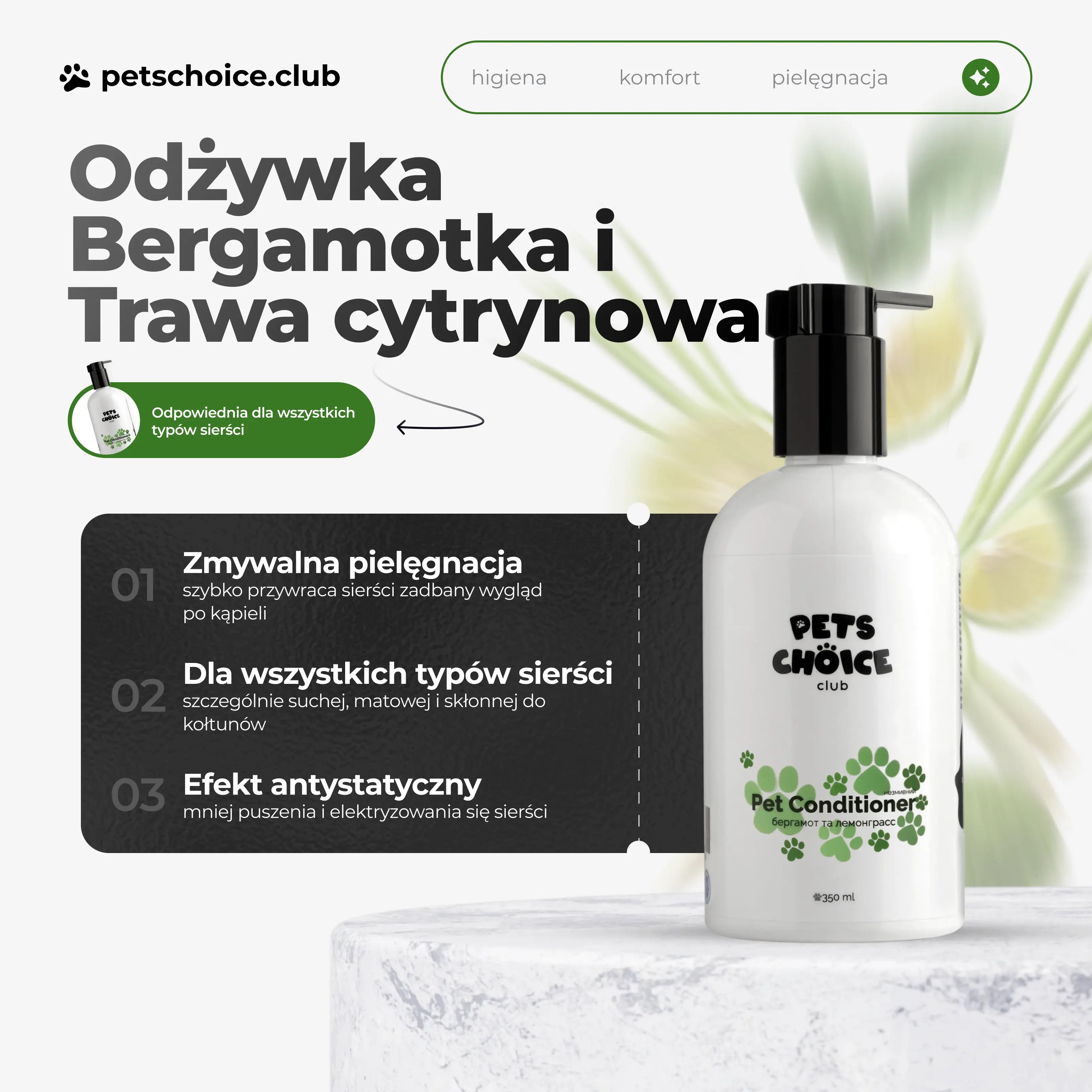 Zestaw do pielęgnacji białej sierści – odżywka bez spłukiwania